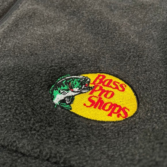 Bass Pro Shops Gray Logo Fleece Size S Mid Zip - Picture 2 of 6